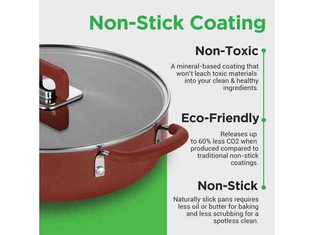NutriChef 5-Quart Non-Stick Casserole with Lid - Brown, Stylish Kitchen Cookware, Foldable Knob, Induction Safe