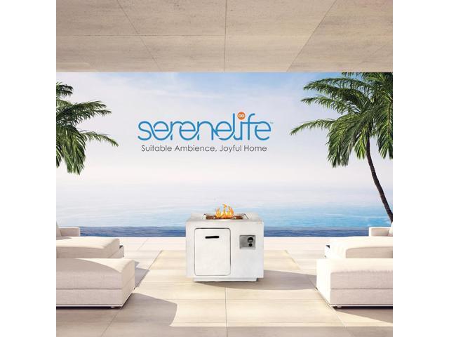 SereneLife 40,000 BTU Propane Gas Fire Pit Table - 30' Square, Outdoor Patio Fire Pit with Cover & Lava Rock
