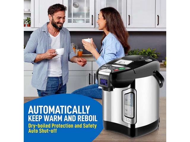 NutriChef 3L Digital Hot Water Dispenser - Instant Water Boiler, Adjustable Temperature, Auto Dispense Safety Lock