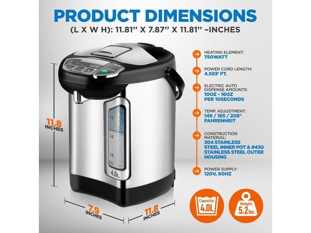 NutriChef 4L Digital Hot Water Dispenser - Instant Water Boiler, Auto Dispense Safety Lock, Adjustable Temperature (4.227 quarts)