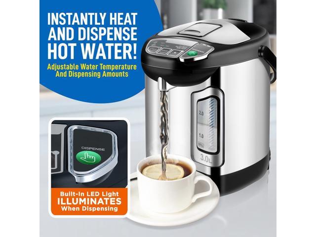 NutriChef 3L Digital Hot Water Dispenser - Instant Water Boiler, Adjustable Temperature, Auto Dispense Safety Lock (3.17 quarts)
