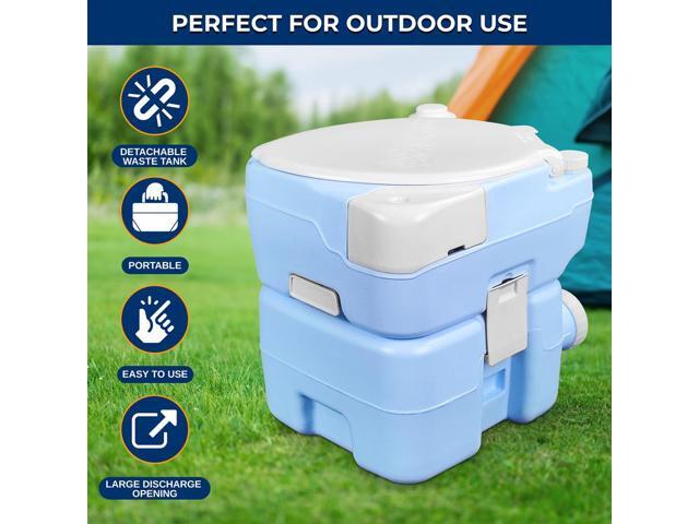 SereneLife 20L Portable Toilet with Extra Large Seat, Hand Sprayer, Funnel & Phone Holder Indoor/Outdoor Use (Moonwhite)