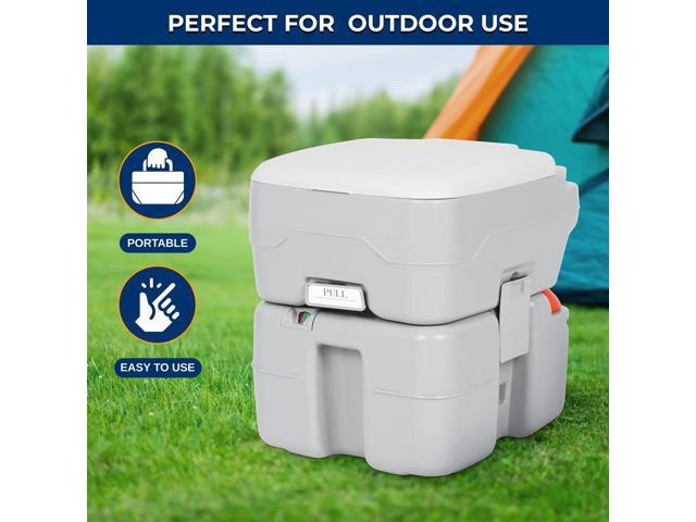 SereneLife 20L Outdoor Portable Toilet with Piston Pump, Waste Tank, Carry Bag & Level Indicator - Gray