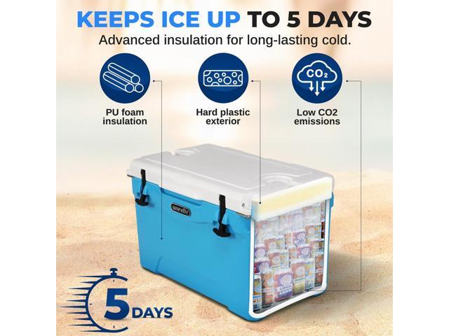 SereneLife 50-Quart Portable Cooler Box - Blue, Holds 63 Cans, Ice Retention Up to 5 Days