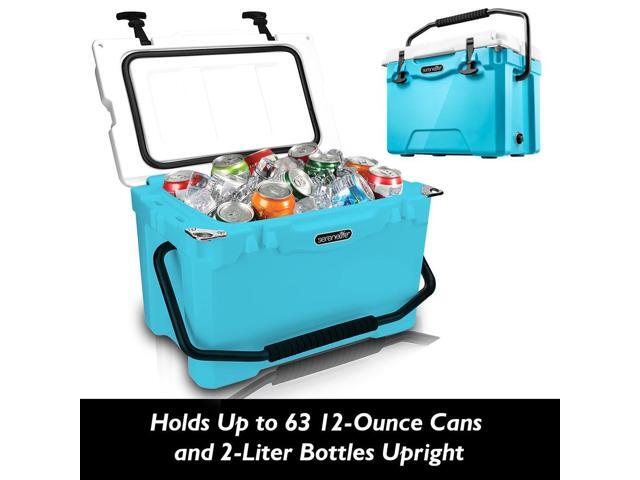 SereneLife 25-Quart Portable Cooler Box - Blue, Holds 63 Cans, Ice Retention Up to 5 Days