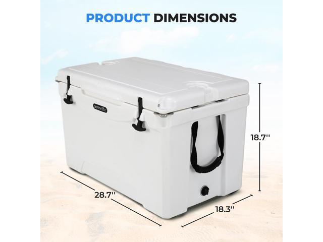 SereneLife 75-Quart Portable Cooler Box - White, Holds 63 Cans, Ice Retention Up to 5 Days