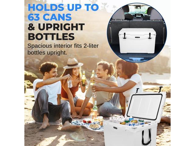 SereneLife 75-Quart Portable Cooler Box - White, Holds 63 Cans, Ice Retention Up to 5 Days