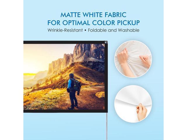 Pyle 120' Portable Outdoor Projection Screen - Lightweight HD 16:9 Viewing with Frame Stand, Matte White Fabric