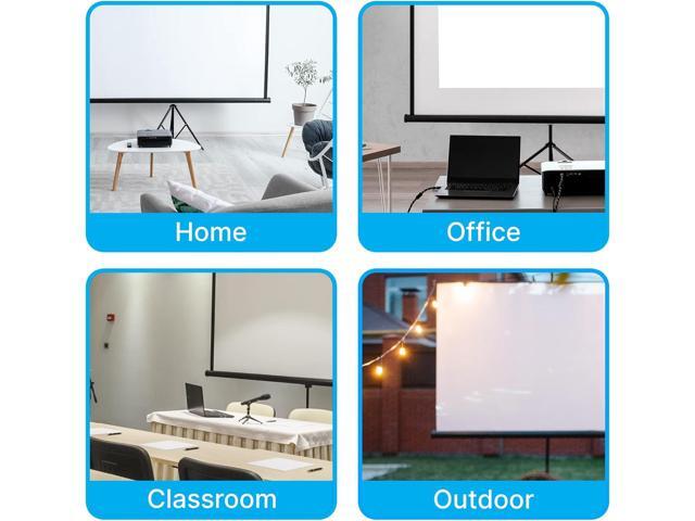 Pyle 60-Inch Tripod Projector Screen - Floor Standing, Portable Fold-Out Roll-Up Manual Screen, 16:9 Aspect Ratio