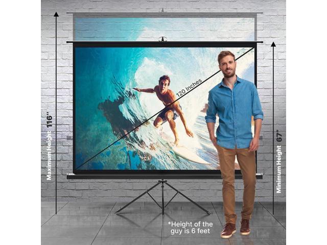 Pyle 120-Inch Tripod Projector Screen - Floor Standing, Portable Fold-Out Roll-Up Manual Screen, 4:3 Aspect Ratio