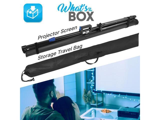 Pyle 84-Inch Tripod Projector Screen - Floor Standing, Portable Fold-Out Roll-Up Manual Screen, 16:9 Aspect Ratio