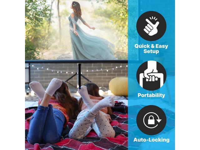 Pyle 84-Inch Tripod Projector Screen - Floor Standing, Portable Fold-Out Roll-Up Manual Screen, 16:9 Aspect Ratio