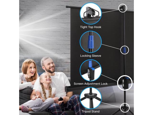Pyle 84-Inch Tripod Projector Screen - Floor Standing, Portable Fold-Out Roll-Up Manual Screen, 16:9 Aspect Ratio