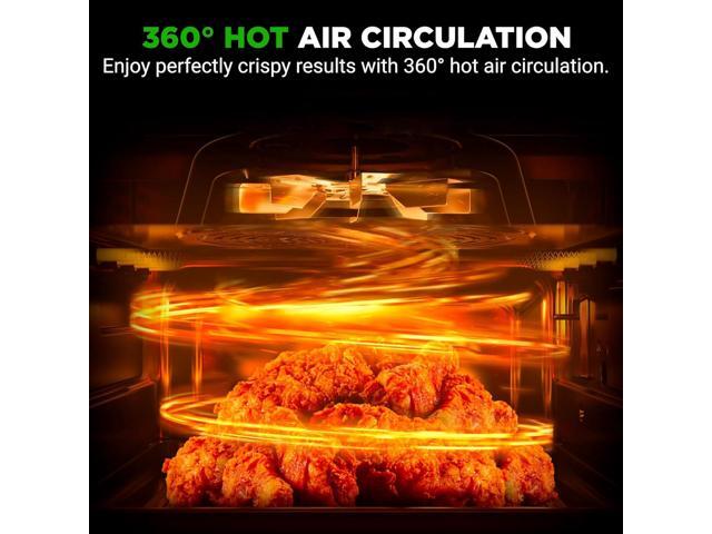 NutriChef 6L Digital Air Fryer with Silver Handle - Customized Digital Display, Electric Oil-Free Cooker with Transparent Window (Black)