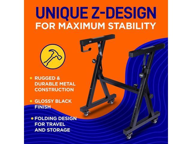 Pyle Heavy-Duty Keyboard Stand with Wheels - Digital/Electronic Piano Height Adjustable Stand with Locking Wheels