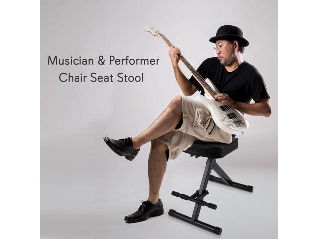 Pyle Musician & Performer Chair Seat Stool Adjustable Height Foot Rest, Seat & Backrest Cushion, Foldable Design