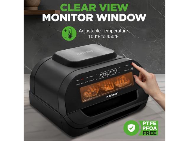 NutriChef Smart Griller with Air Frying Combo 7 Cooking Functions, Removable Grill Plates, Adjustable Temperature, Smokeless Indoor Grill