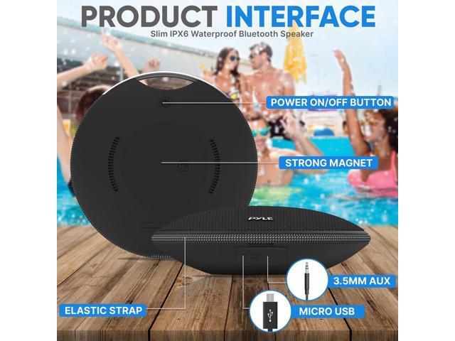 Pyle Portable Wireless Bluetooth Streaming Mini Speaker - IPX7 Waterproof, Built-in Microphone, 7W Speaker, 6-7 Hours Playtime