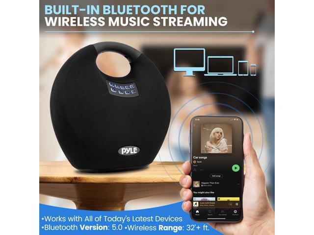 Pyle 5.25 Portable Wireless BT Streaming Speaker - Portable Audio Speaker, with Built-in Rechargeable Battery, Waterproof, Wireless Microphone,...