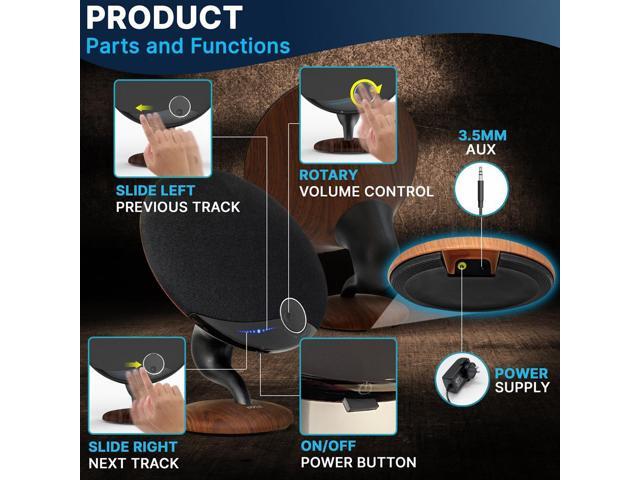 Pyle Wireless BT Streaming Gramophone Speaker with Built-in Subwoofer, Oak Finish