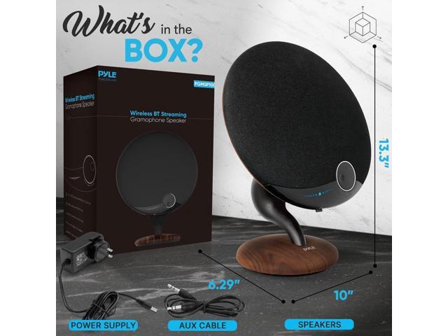 Pyle Wireless BT Streaming Gramophone Speaker with Built-in Subwoofer, Oak Finish