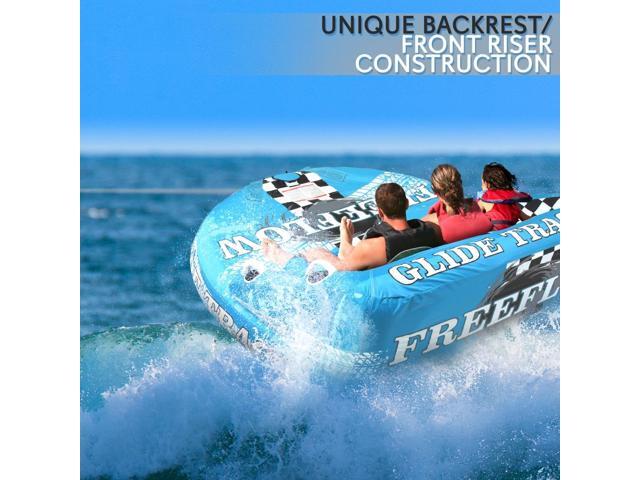SereneLife Inflatable Towable Tube for Boating, Front & Back Tow Points, EVA Foam Pads, Multiple Handles, 3 Rider Capacity