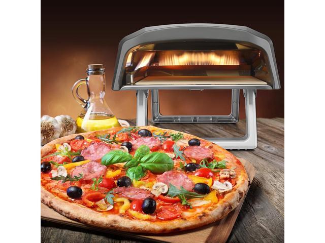 NutriChef Portable Outdoor Pizza Oven, Gas-Fueled, Foldable Feet, Includes Pizza Stone and Regulator with Hose - 932°F Max Temp