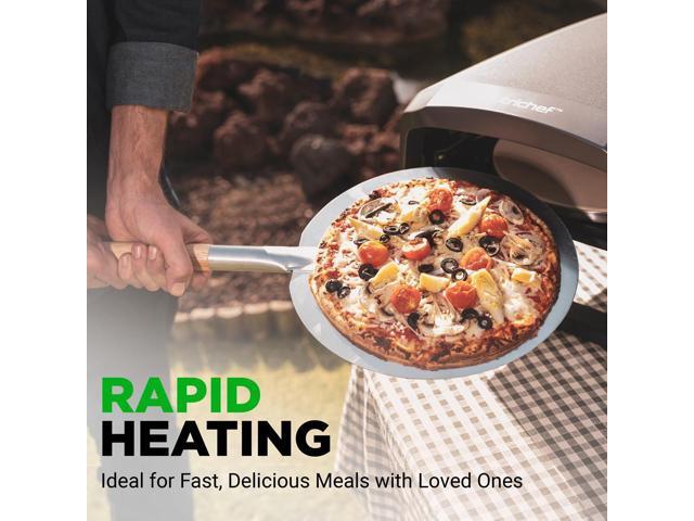 NutriChef 360° Rotating Portable Pizza Oven, 12 Pizza Stone, Adjustable Heat Control, Includes Pizza Peel, Regulator & Hose Black