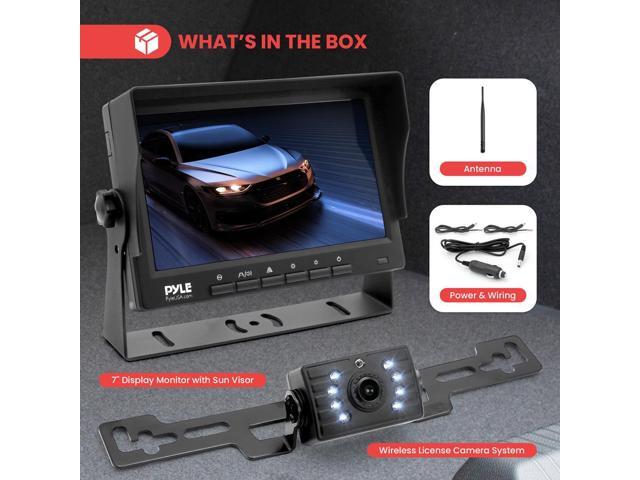 Pyle 7 1080p HD Digital Wireless Backup Camera System Waterproof License Plate Rearview Cam with Night Vision & IPS Monitor for RV, Truck, Bus, or...