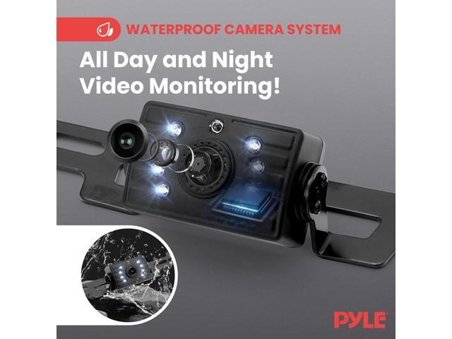 Pyle 7 1080p HD Digital Wireless Backup Camera System Waterproof License Plate Rearview Cam with Night Vision & IPS Monitor for RV, Truck, Bus, or...