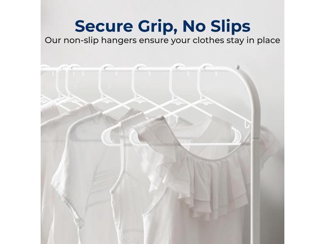 SereneLife 100 Pcs Plastic Clothes Hangers Heavy Duty Coat, Pants & Shirt Hanger Set, Space-Saving Slim Design, White