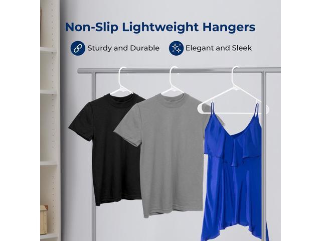 SereneLife 100 Pcs Plastic Clothes Hangers Heavy Duty Coat, Pants & Shirt Hanger Set, Space-Saving Slim Design, White