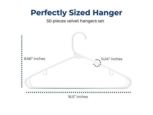 SereneLife 50 Pcs Plastic Clothes Hangers Heavy Duty Coat, Pants & Shirt Hanger Set with Space-Saving Design (White)