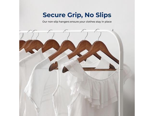 SereneLife 10 Pcs Wooden Hangers Non-Slip, Sturdy, and Heavy Duty Suit Hanger Set with Chrome 360° Swivel Hook and Notches Design for Clothes...