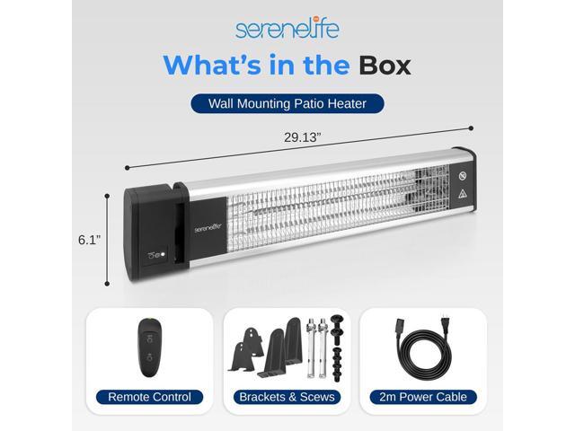 SereneLife 1500W Wall-Mounting Electric Patio Heater Remote Control Ceiling and Wall Heater with High Rated Aluminum Reflector and IP65 Waterproof...