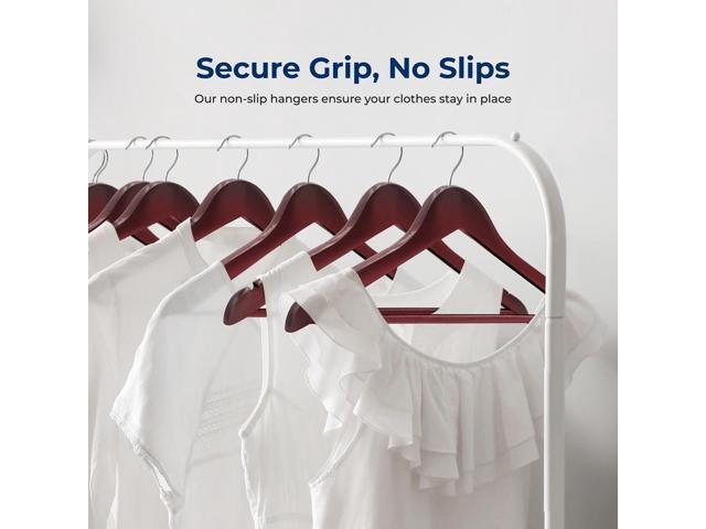 SereneLife 50 Pcs Wooden Hangers Non-Slip, Sturdy, and Heavy Duty Suit Hanger Set with Chrome 360° Swivel Hook and Notches Design for Clothes...