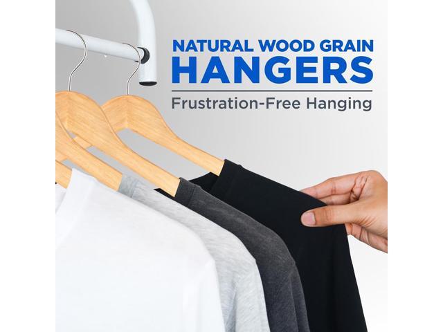 SereneLife 30 Pcs Wooden Non-Slip Clothes Hangers Heavy Duty Suit Hanger Set with 360° Swivel Hook (Natural)