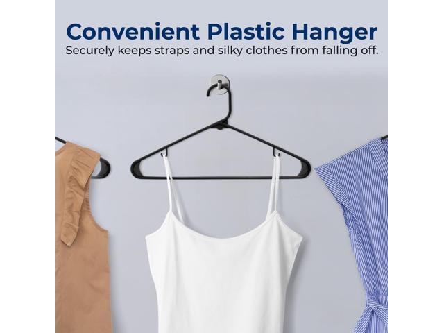 SereneLife 200 Pcs Black Non-Slip Ultra-Thin Plastic Clothes Hangers Heavy Duty Set with 360° Swivel Hook