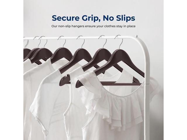 SereneLife 60 Pcs Brown Wooden Non-Slip Clothes Hangers Heavy Duty Suit Hanger Set with 360° Swivel Hook and Pants Bar