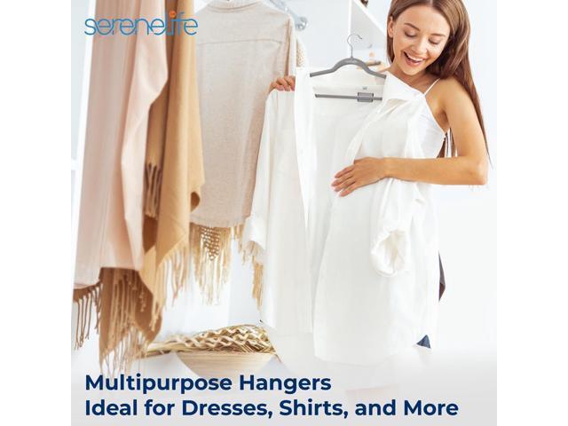 SereneLife Velvet Hangers, Non-Slip Heavy Duty Coat Hanger Set, 360° Swivel Hook, Space-Saving, 200 Pack, Gray