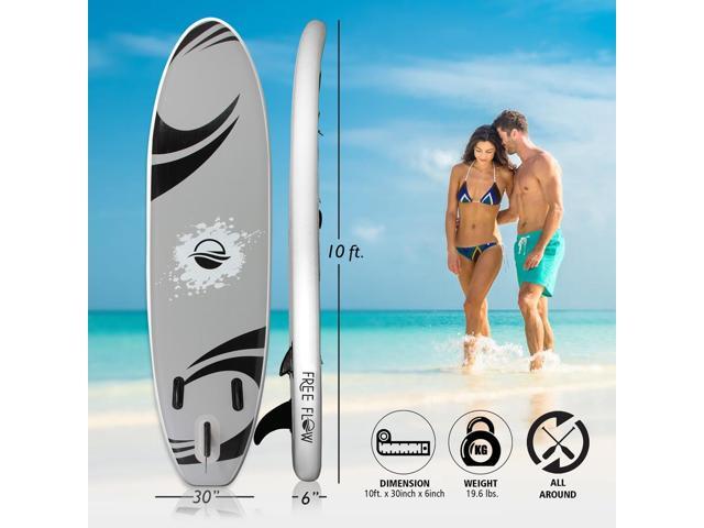 SereneLife 10' Inflatable Stand-Up Paddle Board - Water-Ready SUP with Oar, Air Pump, Safety Leash, & Carry Bag - SLSUPB06