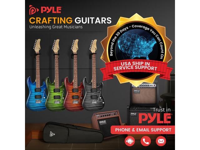 Pyle 6-String Electric Guitar Kit with 10W Amplifier, Gig Bag & Accessories - Red Glossy Finish - PEGKT99RD