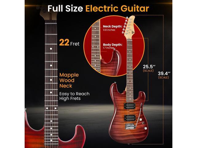 Pyle 6-String Electric Guitar Kit with 10W Amplifier, Gig Bag & Accessories - Red Glossy Finish - PEGKT99RD