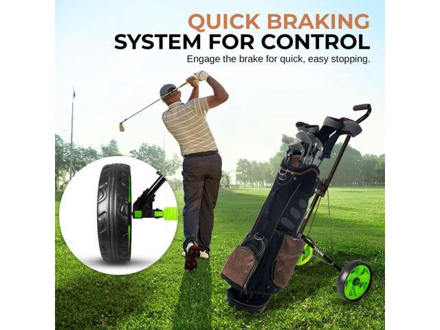 Jovial Foldable 2-Wheel Golf Pull Cart with Adjustable Handle, Foot Brake & Elastic Strap - JOVGF2W