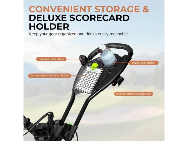 Jovial Foldable 3-Wheel Junior Pull Cart with Scorecard Holder, Adjustable Handle & Elastic Strap - JOVGFP9
