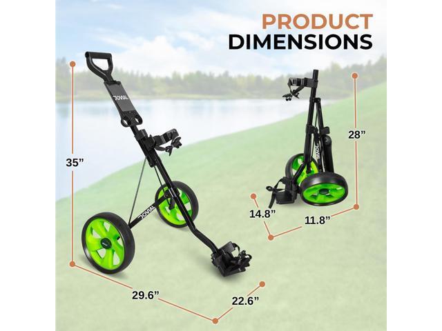 Jovial Foldable 2-Wheel Junior Pull Cart with Scorecard Holder, Adjustable Handle & Elastic Strap - JOVGF52