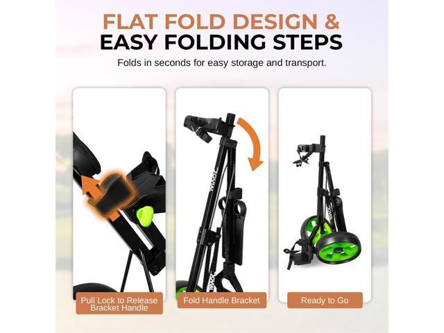 Jovial Foldable 2-Wheel Junior Pull Cart with Scorecard Holder, Adjustable Handle & Elastic Strap - JOVGF52