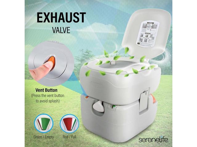 SereneLife Outdoor Portable Toilet with Carrying Bag - 5.8 Gallon Waste Tank, 3.2 Gallon Fresh Water Tank, and Toilet Hand Sprayer - SLCATL360