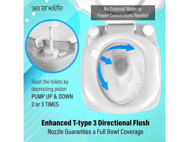 SereneLife Outdoor Portable Toilet with Carrying Bag - 5.8 Gallon Waste Tank, 3.2 Gallon Fresh Water Tank, and Toilet Hand Sprayer - SLCATL360