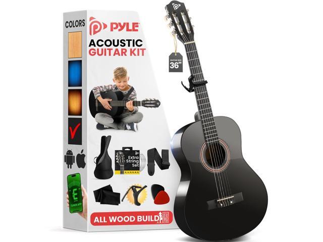 Pyle 36' Beginner Classical Nylon String Acoustic Guitar with Accessory Kit - PGACMS82BK - Black - 6pc